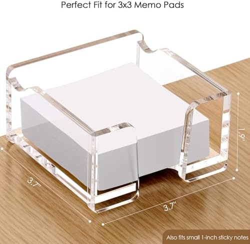 YUXUN Acrylic Sticky Note Holder with Pen Slot