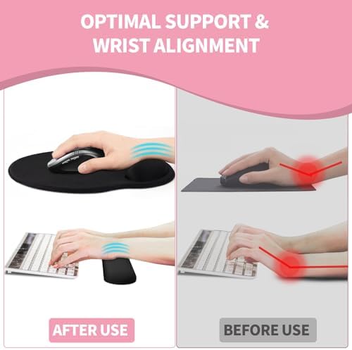 eulps Mouse Pad Wrist Support, Ergonomic Memory Foam Keyboard Wrist Pad & Gel Wrist Rest Set for Computer Keyboard for Easy Typing & Pain Relief for Office & Home (Floral Fantasy Set)