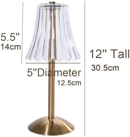 HEQET Cordless Table Lamps for Home,Table,Dining Room, Gold Rechargeable Lamps, USB Charge 12'' Tall LED Brass Portable Outdoor Indoor Table Lamp with Built-in Dimmer