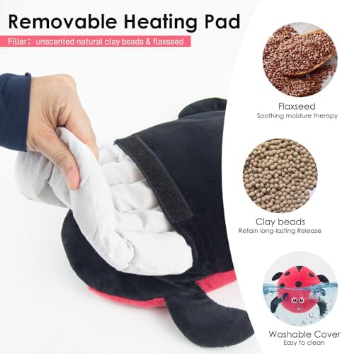 Microwavable Heat Pad for Neck and Shoulders, Warm Compress Wrap, Red