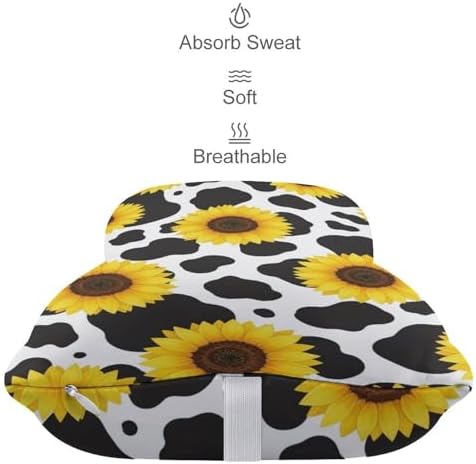 Car Headrest Pillow Black White Milk Cow Spots Print Sunflower 2 Pack Memory Foam Cervical Support for Travel Sleeping