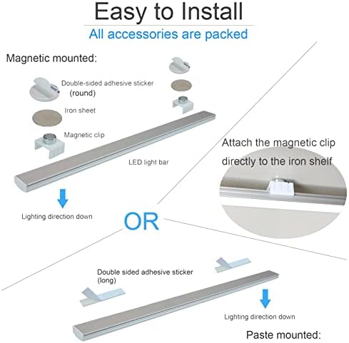 Plug in Under Cabinet Lighting, 17 inch Touch Dimmable Closet Light, USB Corded LED Light Bar, Memory Function, Under Counter Lights for Kitchen, Desk, Workspace, Natural White (4000K)