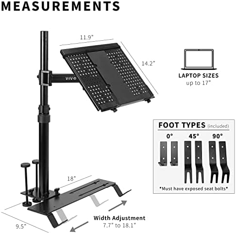 VIVO Black Adjustable Single Laptop Car Mount, MOUNT-CAR01