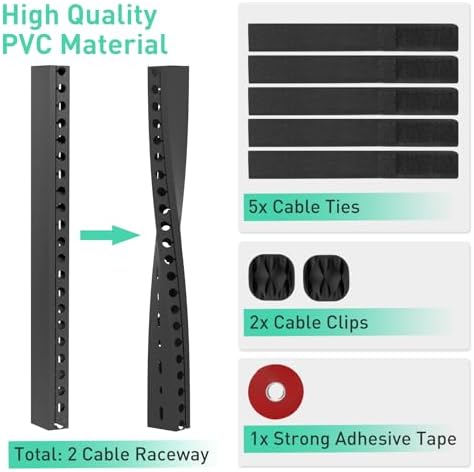 ENONCI Cable Raceway 77in Wire Covers Under Desk Cable Management 5-Pack