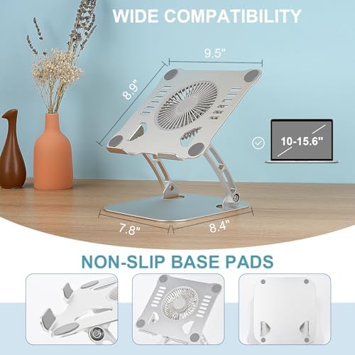 SHUWEI Laptop Cooling Stand with 3 Speed Fan, fits 10-15” Notebook, Silver