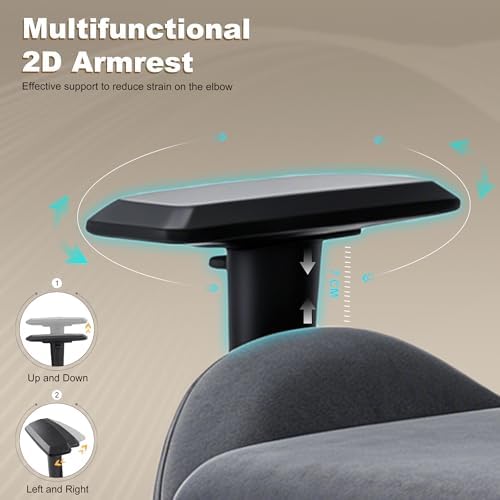 Gaming Chair with Footrest, Up/Down Armrests, Suede Fabric Ergonomic Office Chair, 155° Recline Computer Chair for Desk, Darkblue