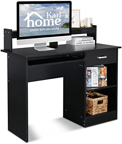 Karl home Computer Desk Study Writing Desk, Black