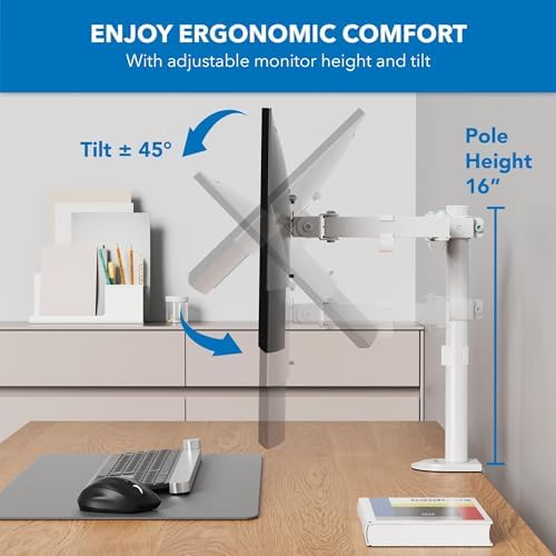 Mount-It! Single Monitor Arm Desk Mount, 17-32 Inch Screens, VESA 100x100mm