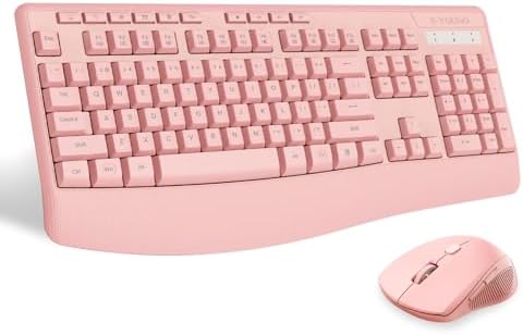 Wireless Keyboard and Mouse Combo, Full Size Ergonomic with Wrist Rest