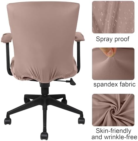 Tallew 4 Pcs Office Chair Covers Set Computer Universal Protective Stretchable Chair Seat Covers Desk Armrest Cover Slipcovers Pads Office Cushion Backrest for Rotating(Regular,Dusty Rose)