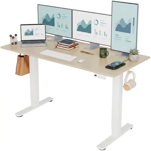 Claiks Electric Standing Desk 55x24 Inch Adjustable Desk, Nature