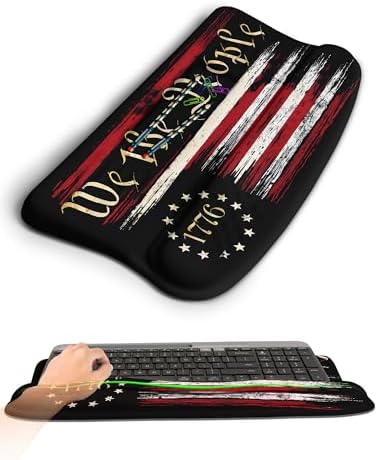 Ergonomic Wave Wrist Rest with Keyboard Stand, Cushioned Palm Rest, Comfortable Integrated Memory Foam for Natural Typing and Relieve Wrist Pain, US Flag