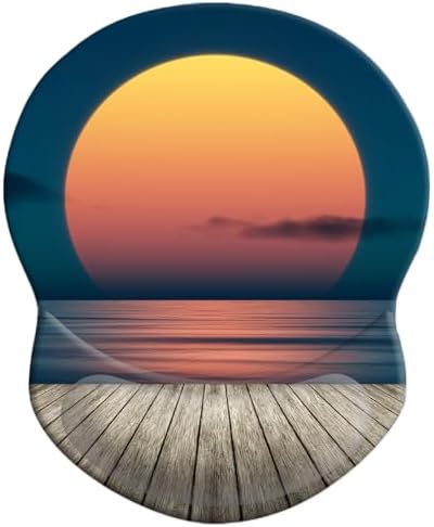 Mouse Pad with Gel Wrist Support and Non-Slip Base - Pain Relief Ergonomic Wrist Rest Mouse Pad for Working & Gaming, Home & Office Desk Accessories (Sunset Over The Sea)