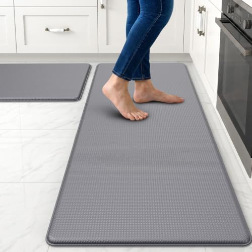 Kitchen Mats for Floor, [2PCS] Anti-Fatigue Kitchen Rugs, Grey