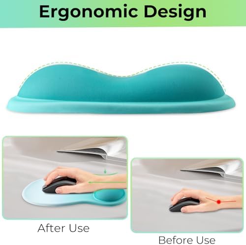 Gel Wrist Rest Mouse Pad, Ergonomic Mousepad with Wrist Support, Relieve Wrist Pain, Gaming Mousepad with Concave Design Cushion & Non-Slip PU Base, for Home Office Laptop Computer, Green Gradient
