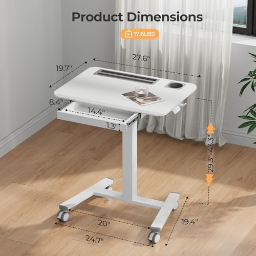 28" Mobile Standing Desk with Drawer, Portable Laptop Desk