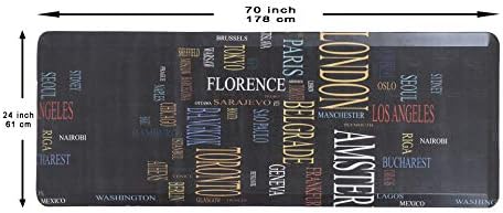 Mabel Home Anti Fatigue Floor Mat- 3 Size(20x32 & 20x39 & 24x70),16 Colors - Standing Desk Mat-Kitchen Floor Mat-Stain ResistantHome Non-Slip Bottom, Extra Soft (Typography, 24" x 70")