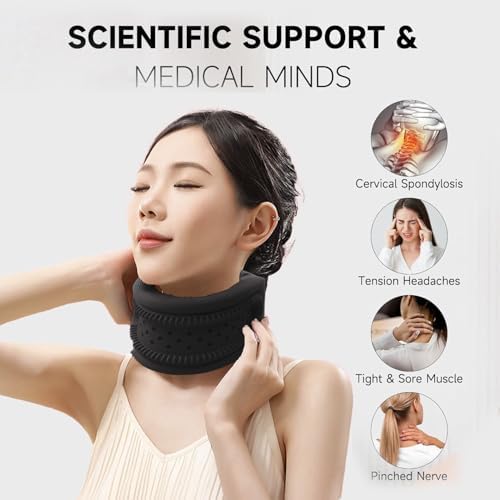 Neck Brace for Neck Support and Pain Relief, Silicone Foam Cervical Collar Wrap Keep Vertebrae Stable for Relief of Cervical Spine Pressure (Black)