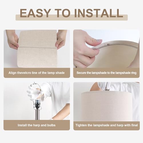 USumkky 25'' Touch Table Lamps for Nightstand White Ceramic -3 Way Dimmable