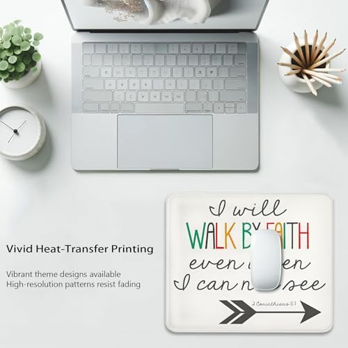 I Will Walk by Faith 2 Corinthians 5:7 Mouse Pad, Christian Quote Desk Mat