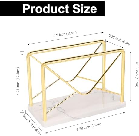 Modern Mail Holder for Home Office, Metal Letter Organizer Sorter for Desk, Cutout Mail Envelope Design, Bill Filling Paper Document Rack, Envelope Storage Rack with Marble Base (Gold)