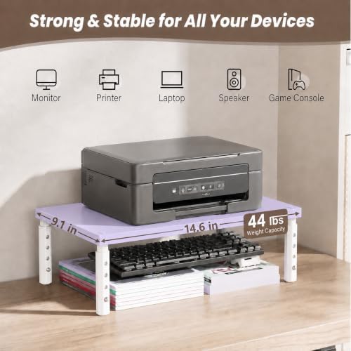OPNICE Adjustable Monitor Stand Riser for Desk, Wood Computer & Laptop Stand, Desk Organizers and Accessories, Office Desk Accessories & Workspace Organizer for Home Office Supplies, Purple