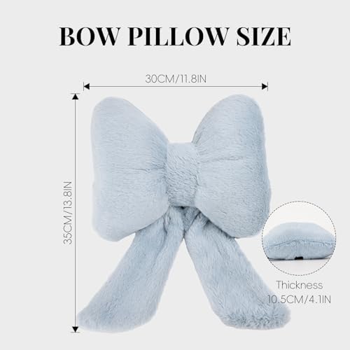 Bow Car Headrest Pillows Plush Car Neck Pillows for Travel Driving Office Chair Head Support Cushions, Also Cute Car Decor Accessories (2PCS Blue)