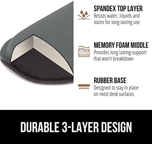 GORILLA GRIP Memory Foam Wrist Rest for Computer Keyboard, 2 Piece Gray