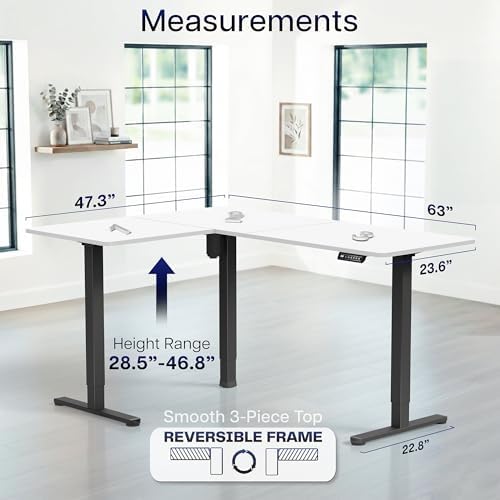 VIVO White 63 x 47 in Corner Standing Desk, DESK-E3CTBW-47