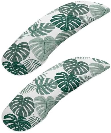 2 Piece Office Chair Armrest Covers Monstera Leaves Print Removable Stretchable Office Chair Arm Covers, Soft Comfort Office Chair Armrest Covers with Elastic Band
