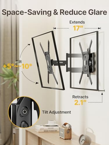 monTEK Full Motion TV Wall Mount Bracket for 23-65 Inch TVs up to 77 lb