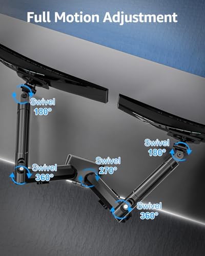 Dual Monitor Arm for 17-32" Computer Screens, Monitor Mounts 22lbs per Arm