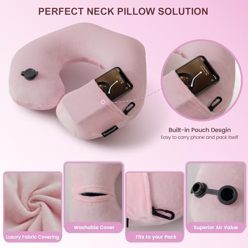 Keemall Inflatable Travel Neck Pillow for Airplane to Relieve Neck Pain