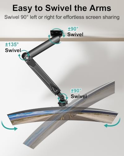 MOUNT PRO Single Monitor Wall Mount for 13 to 32 Inch Computer Screens, Height Adjustable Wall Mount Monitor Arm Holds Up to 19.8lbs, Full Motion Wall Bracket, VESA Mount 75x75, 100x100, Black