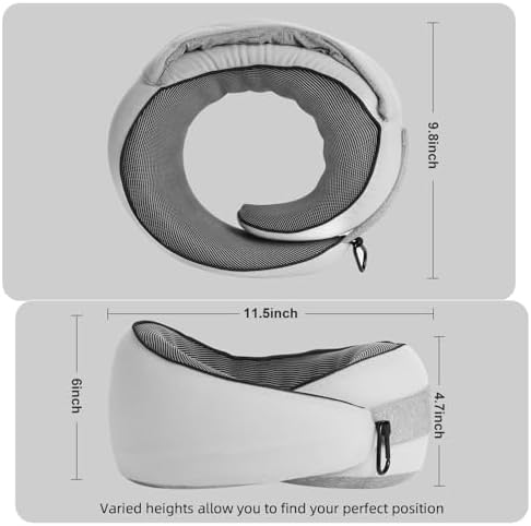 Travel Pillow for Airplane, Hooded Memory Foam Neck Pillow for Sleeping