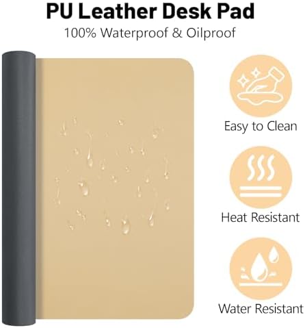 Leather Desk Pad Mat, Latte Desk Mat, 23.6" x 13.7"