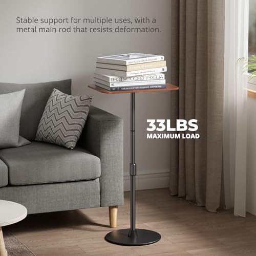Adjustable Laptop Floor Stand & Portable Standing Desk - Height Adjustable Mobile Table up to 37.8", Bedside Laptop Table, Sofa Desk with Sturdy Metal Base & Wooden Top