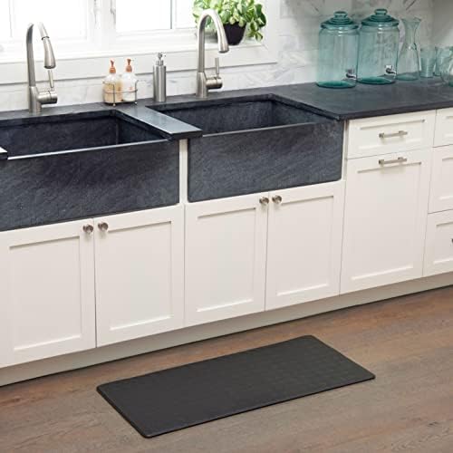 Home Dynamix Trenton Solace Traditional Diamond Textured Kitchen Mat, Black, 17"x32"