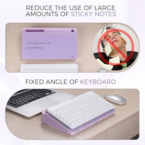 TOWON Compact Glass Desktop Whiteboard with Storage 12x7 in, Lavender