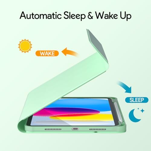 YBING Keyboard Case for iPad 10th Gen 10.9 inch(2022) & 11th Gen(A16, 2025), 7-Color Backlit Detachable Keypad & Rotatable Magnetic Case with Pencil Holder (Green)