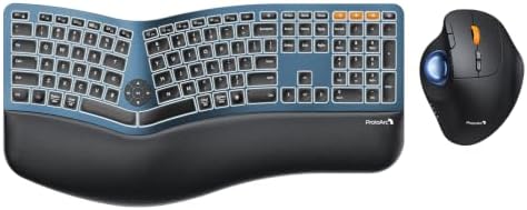 ProtoArc EK01 Plus Backlit Ergonomic Keyboard and EM02 Wireless Trackball Mouse