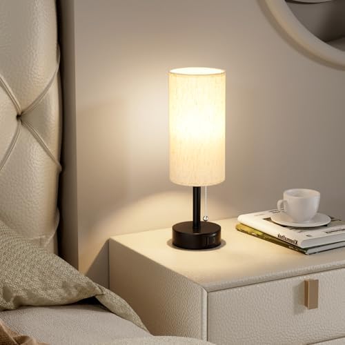 Fenmzee Cream Bedside Table Lamps Set of 2 - Bedroom Lamp for Desk, USB C+A