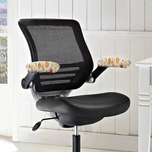 Pumpkin Maple Leaf Printed Office Chair Arm Covers Set of 2, Removable Office Gaming Chair Arm Rest Slipcovers with Elastic Edge, Soft Elastic Computer Chair Arm Covers, Easy to Install
