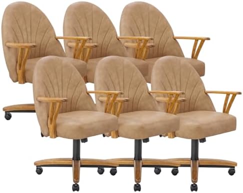 Chromcraft Bailey PU Leather Swivel-Tilt Caster Chair -Chestnut-Nude-6pc
