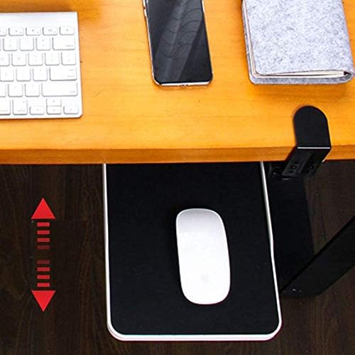 Mouse Tray Clamp Under Desk Mouse Platform Clamp On Slide Out Ergonomic Mouse Tray Extender Sliding Pull Out (White)