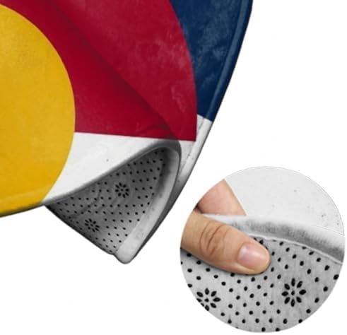 Large Home Decor Mat, Soft Round Yoga Carpet, Non Slip Machine Washable Home Office Circle Rug Colorado Flag Vintage Mountain