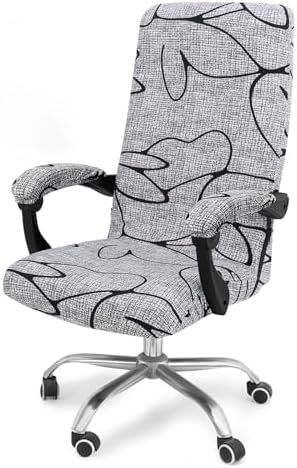 Smiry Office Computer Chair Cover with Armrest Covers, Grey and Black
