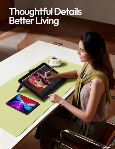 YSAGi Leather Desk Protector, Office Mat, Large Mouse Mat, Non-Slip PU Leather Blotter, Laptop Desk Pad, Waterproof Writing Pad for Office and Home (Peak Green, 47.2" x 23.6")
