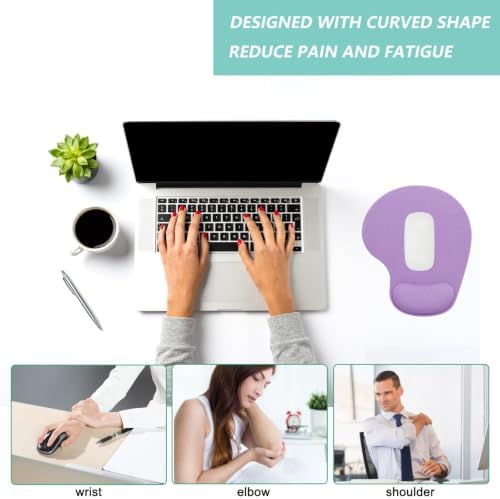 Mouse Pad with Wrist Support, Ergonomic Mouse Pads with Memory Foam Wrist Rest, Easy Typing Pain Relief, Comfortable Home Office Computer Wrist Support Pads for Working Studying Gaming, Purple
