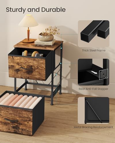 SONGMICS Nightstand with 2 Fabric Drawers, Bedside Table, Side End Table
